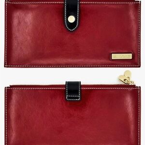 ANDOILT Genuine Leather Wallet RFID Credit Card Zipper Purse Cell Phone